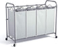 ROMOON Laundry Hamper Sorter Cart: 4-Section Organizer with Heavy-Duty Lockable Wheels and Removable Bags | 180L Rolling Laundry Basket for Dirty Clothes in Laundry Room or Small Spaces (Gray)