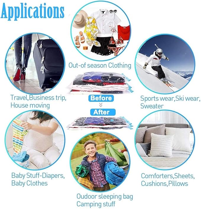 40 PACKs Medium Roll Up Travel Storage Bags Space Saver for luggage/suitcase
