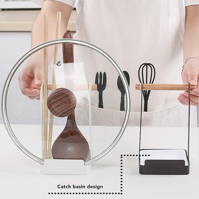 TOPINCN Pot Lid Holder, Multifunctional Pot Lid Ladle Holder Stand Kitchen Cookware Organizer Rack Spoon Rest Stand Cooking Utensil Rest, Cutting Board Rest Kitchen Utensils Drip Tray