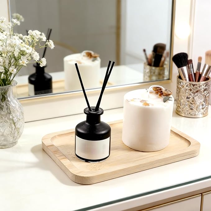 Small Bamboo Organizer Tray, Bamboo Tray for Counter Toilet Tank Trays Narrow Bathroom Counter Trays for Organizing and Home Decor, 8.6l X 5.9w X 0.47h Inch