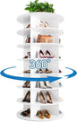 7-Tier Rotating Shoe Rack Tower - 360 Spinning Shoe Organizer, Vertical Lazy Susan, Closet Cabinet Rack for 28 Pairs of Shoes Bags Plants