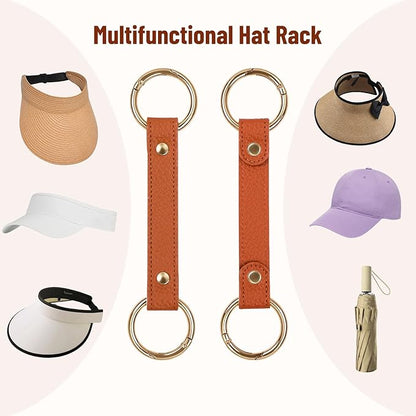 2 Pack Sun Hat and Baseball Cap Rack, Multifunctional Hat Rack, Vacation Traveling Essentials Accessor(A001-Brown)