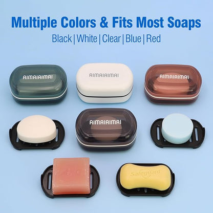 AIMAIAIMAI Soap Box, Travel Soap Container, Bar Soap Case with Removable Draining Layer - Clear Style A
