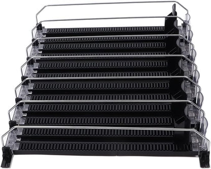Soda Can Dispenser for Refrigerator, ABS 15in Large Capacity 6 Rows Adjustable Width Drink Dispenser for Fridge, Spring Loaded Easy Slide Self Pushing Drink Holder (Black)