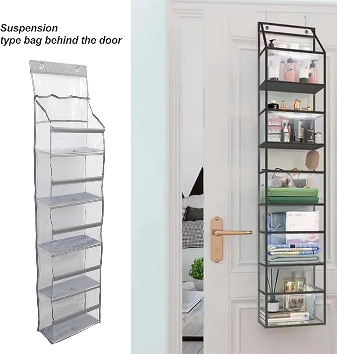 Multifuntional Over The Door Organizer 5 Layers 3 Large Capacity Pockets Anti Tilt Hanging Closet Door Organizer for Pantry Nursery Bathroom