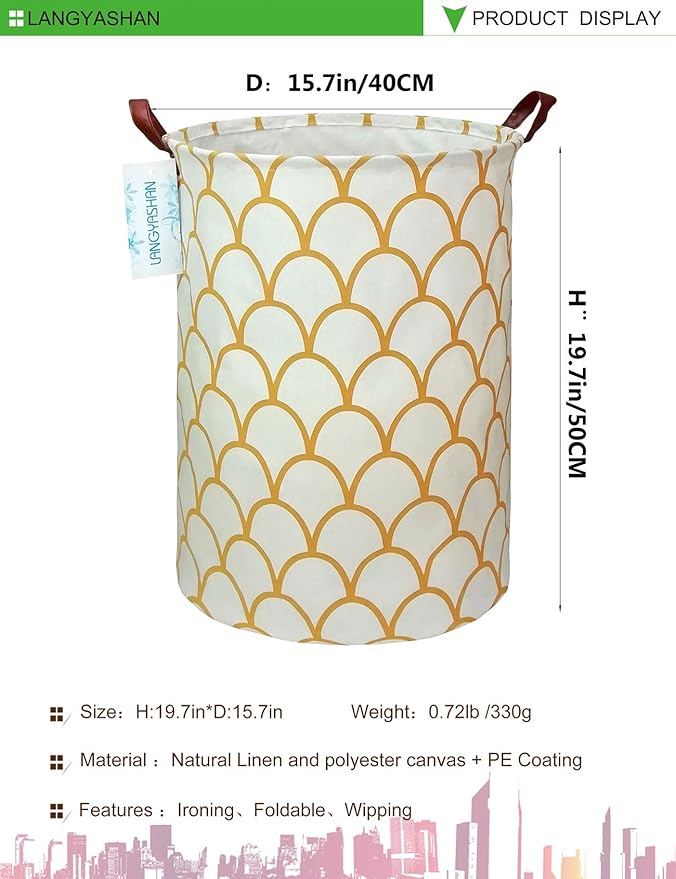 Laundry Basket Canvas Fabric Collapsible Organizer Basket for Storage Bin Toy Bins Gift Baskets Bedroom Clothes Children Nursery Hamper (gold egg)