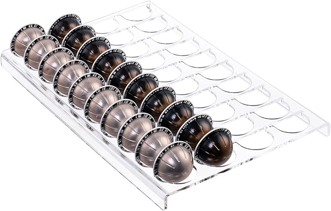 SUMERFLOS Coffee Pod Holder Storage Tray 15.75"L x 10.23"W Compatible with Vertuoline Capsule, Drawer Insert Organizer Holds 40 Pods Drawer of Kitchen, Home, Office - Clear
