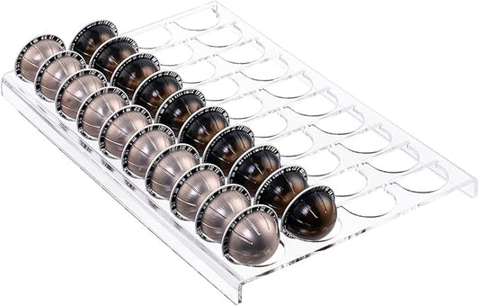 SUMERFLOS Coffee Pod Holder Storage Tray 15.75"L x 10.23"W Compatible with Vertuoline Capsule, Drawer Insert Organizer Holds 40 Pods Drawer of Kitchen, Home, Office - Clear