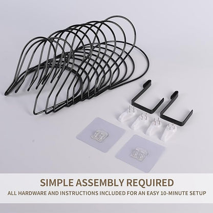 10 Pack Hat & Wig Stand Organizer for Multiple Wigs Hanger, Wig Holder, Space Saving Storage Rack for Hat, Tie, Scarf (Black)