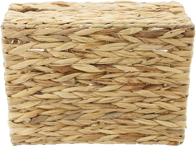 Storage Basket made by Water Hyacinth with Wood Handles, Arts and Crafts. (Medium)