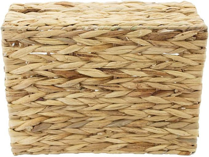 Storage Basket made by Water Hyacinth with Wood Handles, Arts and Crafts. (Medium)