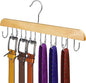 ASTIMESA Solid Wood Belt Hanger for Closet, 14 Hooks Belt Organizer Space Saver, 360° Rotating Belt Holder Tie Rack for Men Women Dorm Bra Purse Scarf Tank Top Storage Accessories (Beige)