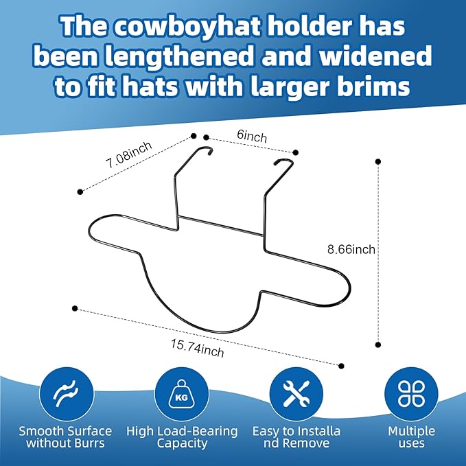 Car Hat Rack,Seat Cowboy Hat Holder for hat organizer,Seat Rear Storage Clothes Hanger,Car Seat Accessories,Black 2 Pack