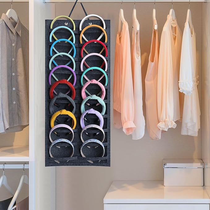 SMUK Hanging Headband Holder Organizer for Girls, Wall-mount Headband Storage Display for Women, Head Band Hair Accessories Organizer On Wall, Door, Wardrobe
