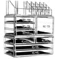 Cq acrylic 3 Pack Clear Makeup Organizer for Vanity,Countertop,Stackable 8 Drawers Cosmetic Storage for Hair Clip,Jewelry,Lipstick,Makeup Brush,Beauty Product Desk and Bathroom Skincare Organizers