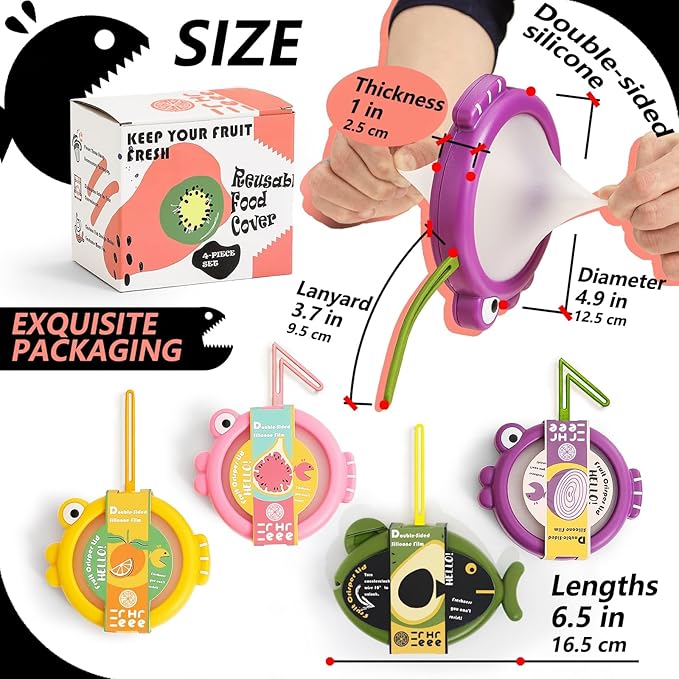 4-Piece Food Storage Containers Set – Avocado Saver, Onion Keeper, Silicone Kitchen Organizers for Fridge, Reusable & Fresh-Keeping Design