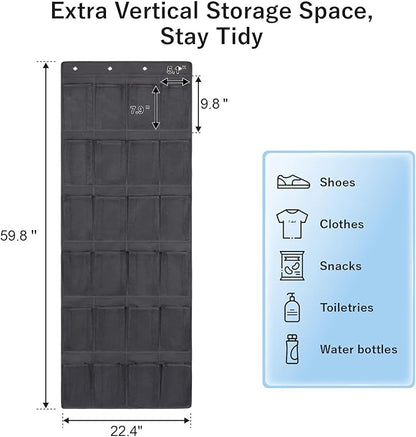 F-color Large Hanging Organizer - Over the Door Shoe Organizer, Cruise Essentials for Closet & Pantry, 24 Breathable Mesh Pockets, Space Saving Hanging Storage Holder with 4 Heavy-Duty Metal Hooks