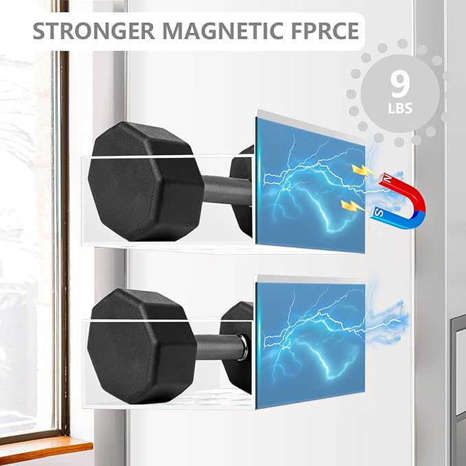SMRCAD Magnetic Spice Rack for Refrigerator, 6pack Magnetic Shelf for Fridge Space Saving Seasoning Organizer for Kitchen storage Any Metal Surface No Drilling Needed (6pack-White)