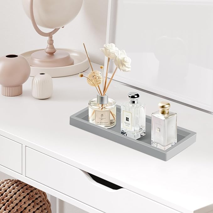 Bathroom Vanity Tray,Thick Original Silicone Soap Dispenser Tray,EGWON Shatterproof Toilet Tank Tray Vanity Tray for Dresser Tops,Bathroom for Perfume,Soap Bottle