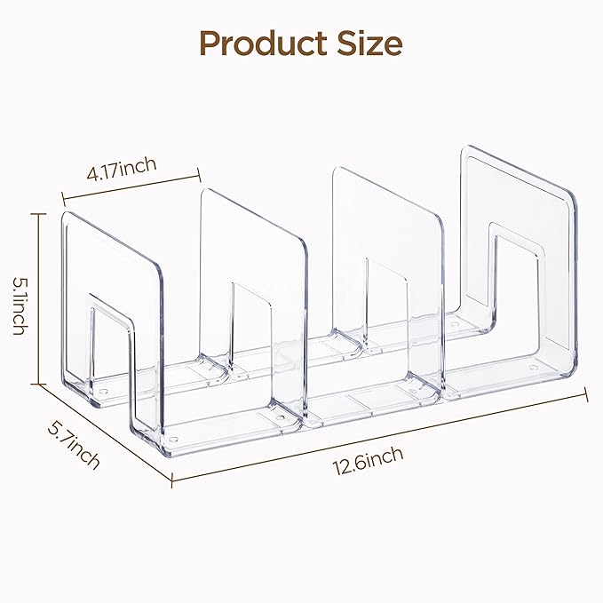 HBlife Widened 4.17 Inch Clear Acrylic Kids Shoe Rack for Closet Organizers and Storage, Small Shoe Rack 3 Sections Toddler Baby Shoe Storage Organizer Shelf, Desk File Book Purse Organizer(4 Pack)