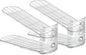 2 Pack Shoe Slots Organizer Adjustable Level Shoe Stacker Holder Storage Space Saving Sneakers Display Tray Rack for Closet (Transparent, 2Pack)