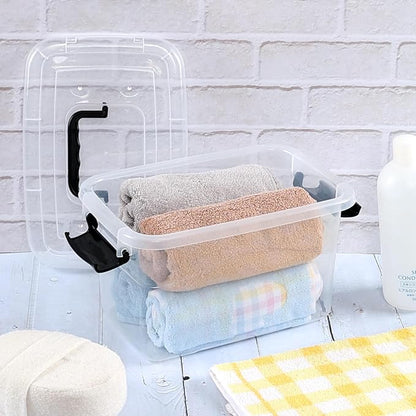 6 Quart Plastic Storage Box with Handle, Clear Latching Bin with Lids, 6 Packs