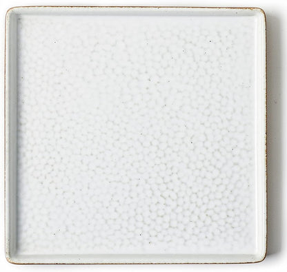 Vanity Tray with Brown Trim - Candle & Perfume Holder Organizer - Decorative Square White 8"8" Bathroom Countertop Tray