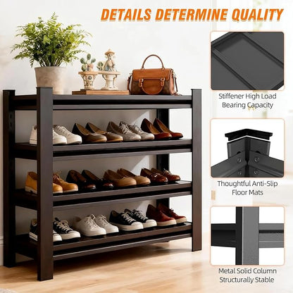 Shoe Rock for Closet,Shoe Rack for Entryway, Freestanding Garage Shoe Shelf, Metal Adjustable Shelves, Easy to Assemble, Suitable for Wardrobes, Entryways, Bedrooms, and Garages (54"H X 22"W X 11.8"D)