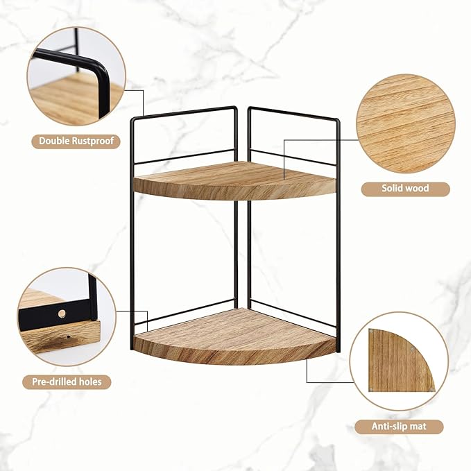 2 Tier Bathroom Counter Organizer,Bathroom Countertop Organizer, Wood Vanity Organizer Corner Shelf,Makeup Tray for Perfume Skincare Bedroom Kitchen Corner (2 Tier,Yellow)