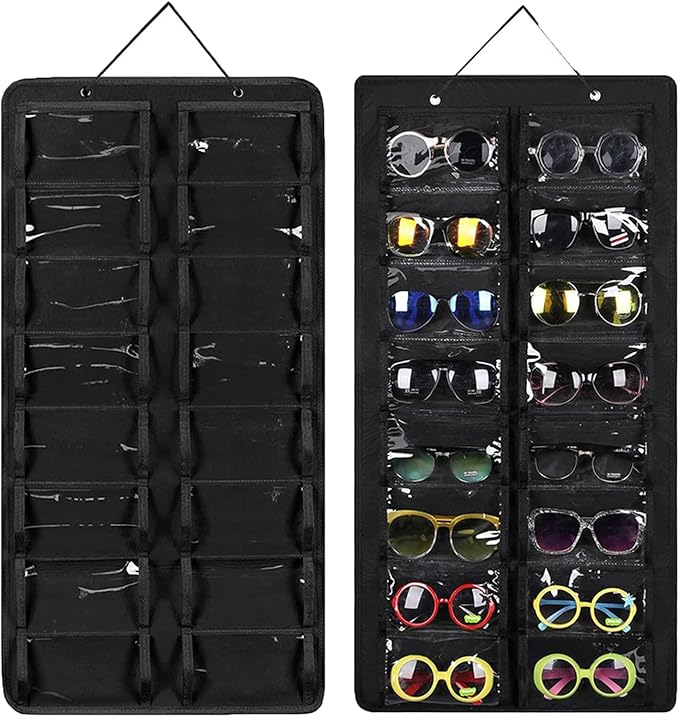 Sunglasses Organizer Storage,Hanging Sunglass Holder Organizer for Wall 16 Slots Double Sided Glasses Organizer