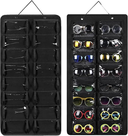 Sunglasses Organizer Storage,Hanging Sunglass Holder Organizer for Wall 16 Slots Double Sided Glasses Organizer
