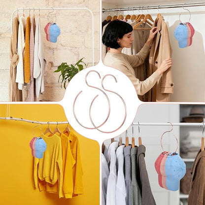 2 Pack Hat Hangers for Closet, Holds 20 Baseball Caps Sturdy Rose Gold Cap Holder Space-Saving Hat Rack Organizer for Wall or Rod Mount