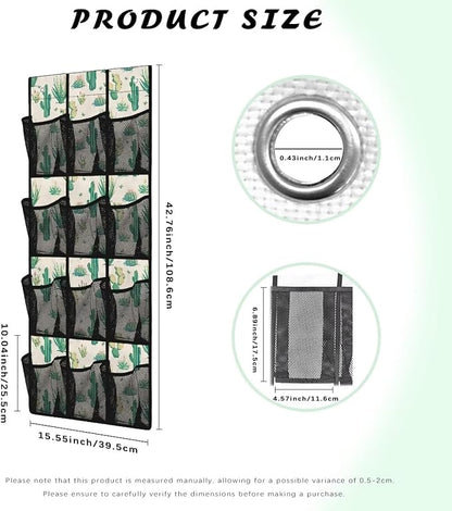 Cactus Over the Door Shoe Organizer 12 Large Pockets Hanging Shoe Rack for Closet Sturdy Oxford Fabric Shoe Storage Organizer