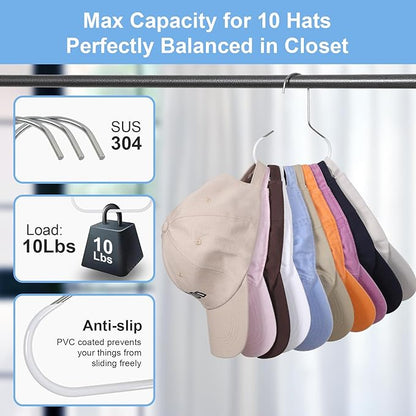 Hat Racks for Closet 8 packs Baseball Hat Organizer Cap Hanger Hat Holder for Closet for Hat, Tie, Bra, Belt, Tank Top, Scarf