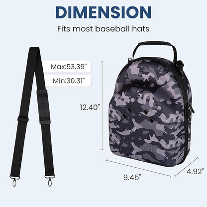 Camo Hat Case for Baseball Caps, Sleek Hard Shell Travel Cap Carrier for 6-7 Hats, Breathable Storage Box with Airflow Eyelets for Closet & Home, Water-Resistant 1680D Oxford Cap Organizer