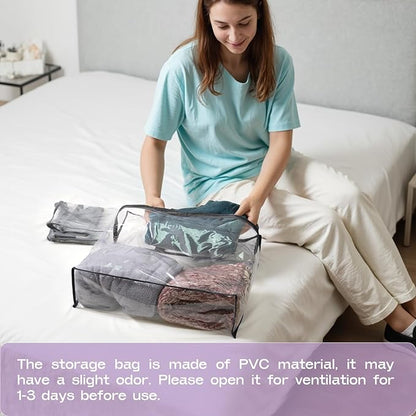 Hopack Under Bed Storage Bags Organizer, 22L Clear Storage Bags, Bags Organizer Clear Zipper Containers Bedroom, Storage Bag for Sweater, Clothes, Shoe Toy, Blanket, Sheet (Black,10PACK)