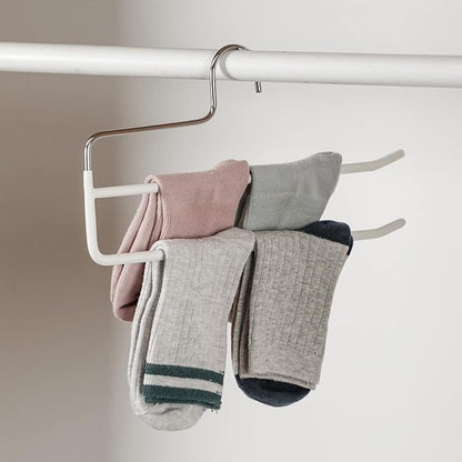SHIMOYAMA Pants Hangers, 5 Pack, Trouser/Slack Hangers, Open Ended Double Rods Hanger, Space-Saving Clothes Hanger, White