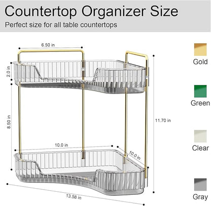GTI 2 Tier Makeup Organizer, Large Capacity Bathroom Counter Organizer, Perfume Cosmetics Skincare Vanity Organizers, Dresser Countertop Organizer and Storage for Women (Gray)