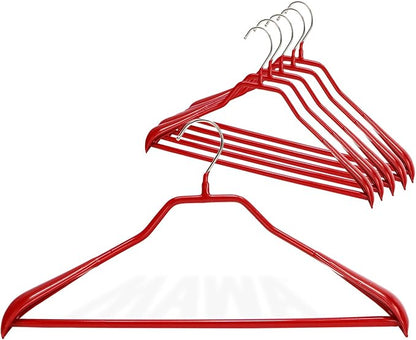 Mawa by Reston Lloyd BodyForm Series Non-Slip Space-Saving Clothes Hanger with Bar for Pants, 16-1/2", Style 42/LS, Set of 6, Red