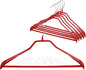 Mawa by Reston Lloyd BodyForm Series Non-Slip Space-Saving Clothes Hanger with Bar for Pants, 16-1/2", Style 42/LS, Set of 6, Red