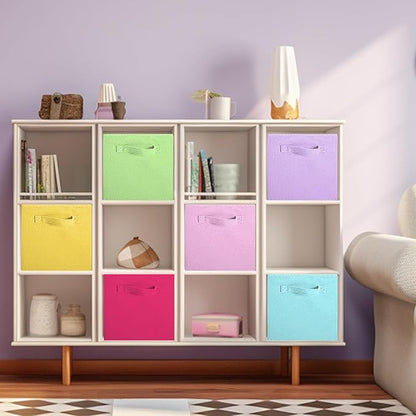 ShellKingdom Storage Bins, Foldable Fabric Storage Cubes And Cloth Storage Organizer Drawer For Closet And Toys Storage, 13 X 13 X 13 INCH, 6 Pack (6 Colors)