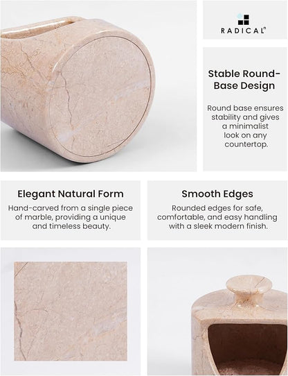 Radicaln Marble Salt Cellar 4.5" Inch Verona Handmade Salt Jar & Table Salt Storage For Kitchen Countertop, Ideal Pig Salt Container, Salts Dish & Sugar Bowl For Table