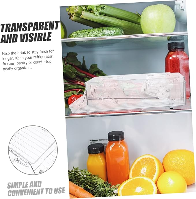PRETYZOOM Double Layer Lift Drink Rack Refrigerator Organizer Can Holder for Fridge