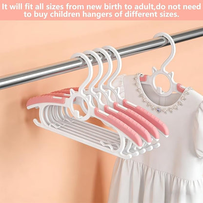 JSF 30Pcs Baby Hangers for Nursery Closet, Infant Hangers Extendable and Non-Slip for Newborn Toddler Kids Clothes,11"-14" Adjustable Children Coat Pant Hanger for Girl and Boy Nursery Grey