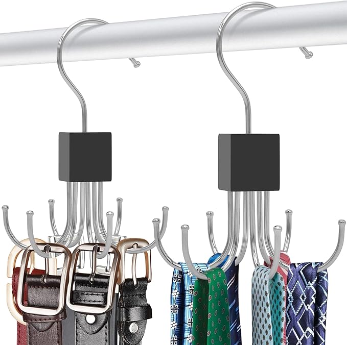 Scartink 4pcs Rotatable Tank Top Hanger,Bra Hanger,Belt,Tie,Scarf Hanger for Closet, Multipurpose Holder Organizer and Storage Hook for Belt,Bra,Hat,Tank Top,Tie,Scarf,Purse