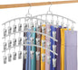 4 Pack Legging Organizer for Closet, Metal Gym Clothes Organizer w/40 Clips Holds 40 Leggings, Scarf Hangers Space Saving, Closet Organizers and Storage, Room Organization Essentials, Grey