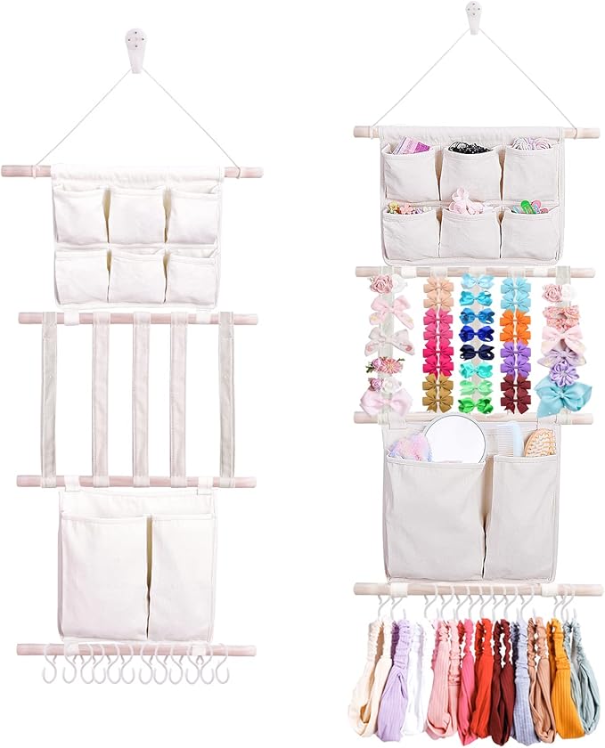 OOSAKU Headbands Holder for Girls Baby Hair Accessories Organizer Storage Wall Hanging Decor for Toddler Girls Room Wall Door Closet Hair Bows Organizer