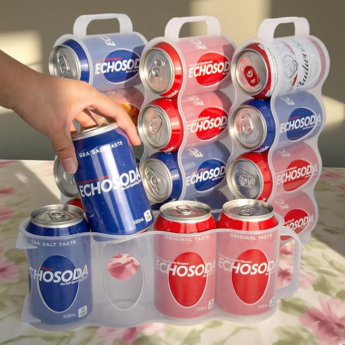 Portable Soda Can Organizer for Refrigerator Shelf, Beer Can Holder, Fridge Storage Sliding Rack, Clear Plastic 2 Pack