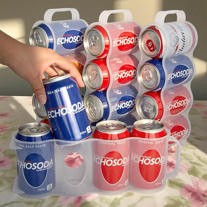 Portable Soda Can Organizer for Refrigerator Shelf, Beer Can Holder, Fridge Storage Sliding Rack, Clear Plastic 2 Pack