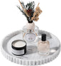 Round Bathroom Tray Silicone Kitchen Counter Decor Vanity Organizer Decorative Coffee Table Tray for Perfume, Candle, Soap Dish, 10 Inch, Marble